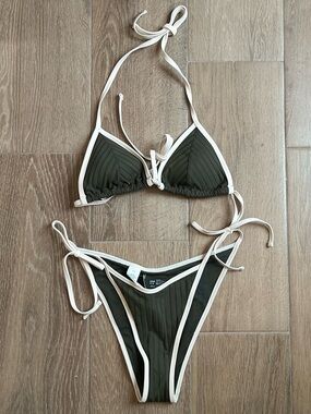 Aerie Olive Green Ribbed Bikini NWT